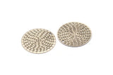 Silver Round Tag, 6 Antique Silver Plated Brass Textured Round Tags With 1 Hole, Stamping Tags (25mm) A0965 H1065