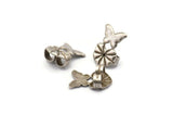 Silver Heart Stopper, 25 Antique Silver Plated Brass Butterfly Earring Back Stopper, Earring Stud Back Stoppers (14x10mm) D1101 H1086