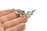 Silver Snake Pendant, 2 Antique Silver Plated Brass Snake Pendants With 1 Loop, Charms, Findings (47x20x2.3mm) N1596 H1601
