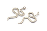 Silver Snake Pendant, Antique Silver Plated Brass Snake Pendants With 1 Loop, Findings (53x26x2.3mm) N1574 H1375