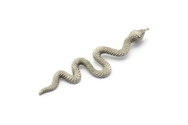 Gümüş Yılan Kolye, 1 Halka, Tılsımlar, Bulgularla Birlikte 2 Antik Gümüş Kaplama Pirinç Yılan Kolye (53x13x1,8 mm) N1600 H0044