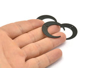 Black Moon Charm, 6 Textured Oxidized Black Brass Crescent Moon Charms With 2 Holes (30x28x0.80mm) A1854 H1104