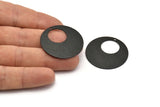 Siyah Yuvarlak Charm, 1 Delikli 2 Dokulu Oksitlenmiş Siyah Pirinç Daire Charm (32x0,80 mm) A1976