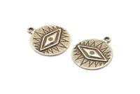 Silver Eye Charm, 2 Antique Silver Plated Brass Eye Charms With 1 Loop, Pendants, Earrings (27x23x1.5mm) N1073
