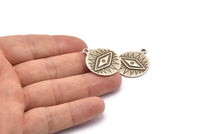 Silver Eye Charm, 2 Antique Silver Plated Brass Eye Charms With 1 Loop, Pendants, Earrings (27x23x1.5mm) N1073