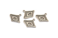 Silver Eye Charm, 4 Antique Silver Plated Brass Eye Charms With 1 Loop, Pendants, Earrings (21x19x1.5mm) N1075 H1174