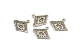 Silver Eye Charm, 4 Antique Silver Plated Brass Eye Charms With 1 Loop, Pendants, Earrings (21x19x1.5mm) N1075 H1174