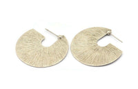 Silver Earring Findings, 2 Textured Antique Silver Plated Brass Pizza Slice Earrings, Findings (35x35x0.70mm) E256 H1181