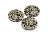 Silver Round Charm, 2 Antique Silver Plated Brass Wire Charms, Earrings, Findings (25mm) D1251
