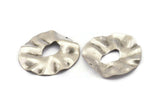 Silver Round Charm, 2 Antique Silver Plated Brass Wavy Round Charm With 1 Hole, Earrings, Findings (40x37x0.50m) D1041