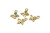 Gold Butterfly Charm, 4 Gold Plated Butterfly, Cubic Zircon, CZ Pave Butterfly Charm, Zircon Charm Pendants (9x10mm) SY0001
