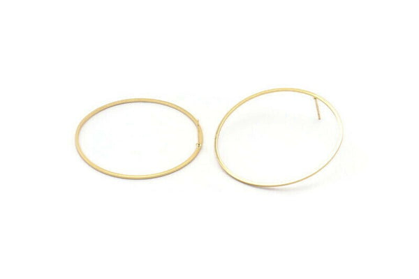 Gold Circle Earring, 4 Gold Plated Brass Circle Stud Earrings (45x1x1mm) Bs 1084 A1779