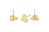 Gold Heart Earring, 12 Gold Plated Brass Heart Stud Earrings (9mm) B0201 A1682