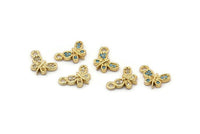 Gold Butterfly Charm, 4 Gold Plated Butterfly, Cubic Zircon, CZ Pave Butterfly Charm, Zircon Charm Pendants (7x11mm) SY0002