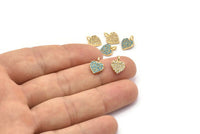 Gold Heart Charm, 4 Gold Plated Heart, Cubic Zircon, CZ Pave Heart Charm, Zircone Charm Pendants (8x11mm) SY0004