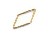 Brass Diamond Charm, 12 Raw Brass Wide Cut Open Diamond Ring Charms (20x40x5x0.5mm) D0167