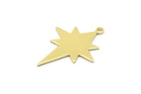 Brass Pole Star Charm, 10 Raw Brass, Brass Charms, Brass Pole Star Charms With 1 Loop (30x22x0.80mm) M02478