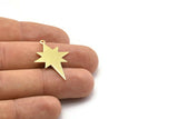 Brass Pole Star Charm, 10 Raw Brass, Brass Charms, Brass Pole Star Charms With 1 Loop (30x22x0.80mm) M02478