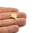 Brass Pole Star Charm, 10 Raw Brass, Brass Charms, Brass Pole Star Charms With 1 Hole (27x22x0.80mm) M02479