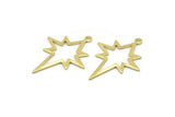 Brass Pole Star Charm, 10 Raw Brass, Brass Charms, Brass Pole Star Charms With 1 Loop (30x22x0.80mm) M02485