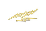 Brass Lightning Charm, 12 Raw Brass, Brass Lightning Charms With 1 Loop (35x8x0.80mm) M02474