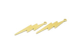 Brass Lightning Charm, 12 Raw Brass, Brass Lightning Charms With 1 Loop (35x8x0.80mm) M02472