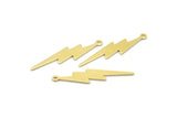 Brass Lightning Charm, 12 Raw Brass, Brass Lightning Charms With 1 Loop (35x8x0.80mm) M02472