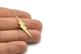 Brass Lightning Charm, 12 Raw Brass, Brass Lightning Charms With 1 Loop (35x8x0.80mm) M02472