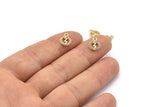 Gold LightningCharm, 4 Gold Plated Lightning, Cubic Zircon, CZ Pave Lightning Charm, Zircon Charm Pendants (8x10mm) SY0008