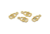 Gold Hamsa Charm, 4 Gold Plated Hamsa Hand, Cubic Zircon, CZ Pave Hand Charm, Zircon Charm Pendants, Hand Of Fatima (7x12mm) SY0013