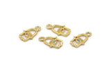 Gold Hamsa Charm, 4 Gold Plated Hamsa Hand, Cubic Zircon, CZ Pave Hand Charm, Zircon Charm Pendants, Hand Of Fatima (7x12mm) SY0013