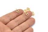 Gold Hamsa Charm, 4 Gold Plated Hamsa Hand, Cubic Zircon, CZ Pave Hand Charm, Zircon Charm Pendants, Hand Of Fatima (7x12mm) SY0013