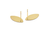 Gold Marquise Earring, 6 Gold Plated Brass Marquise Stud Earrings (17x8.5x0.45mm) B055 A1677