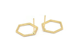 Gold Hexagon Earring, 6 Gold Plated Brass Hexagon Stud Earrings (14x0.90mm) A1637  A1713