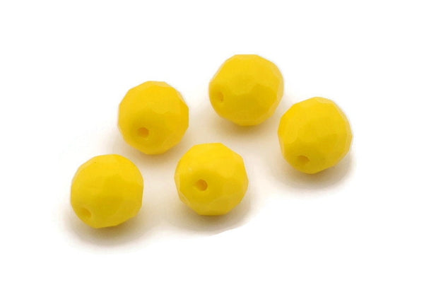 10 Vintage Glass Faceted Yellow Beads  ( 10 Mm ) Cv21 CF20