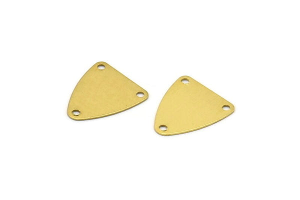 Brass Triangle Charm, Raw Brass Triangle Charms with 3 Holes (13.5x15mm)  D0015--N0677