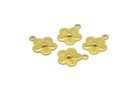 Diy Flower Charm, 100 Raw Brass Daisy Charms (11.5mm) N0507