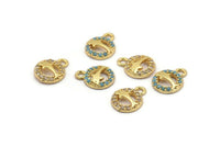 Gold Fish Charm, 4 Gold Plated Fish, Cubic Zircon, CZ Pave Fish Charm, Zircon Charm Pendants (8x10mm) SY0018