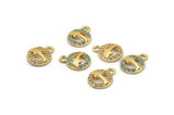 Gold Fish Charm, 4 Gold Plated Fish, Cubic Zircon, CZ Pave Fish Charm, Zircon Charm Pendants (8x10mm) SY0018