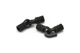 Leather Hook Caps, 2 Oxidized Black Brass Leather Cord Ends, Hook Ends For 3mm Leather Cord (16x13x5.5mm) N0308