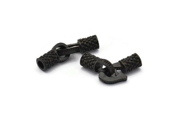 Leather Hook Caps, 2 Oxidized Black Brass Leather Cord Ends, Hook Ends For 3mm Leather Cord (16x13x5.5mm) N0308