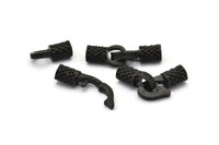 Leather Hook Caps, 2 Oxidized Black Brass Leather Cord Ends, Hook Ends For 3mm Leather Cord (16x13x5.5mm) N0308