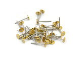 Stainless Steel Post, 100 Stainless Steel Earring Posts With Raw Brass 4mm Flat Pad, Ear Studs A0425