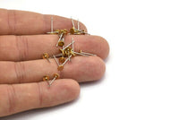 Stainless Steel Flat Posts Bulk, 1000 Stainless Steel Earring Posts With Raw Brass 4mm Flat Pad, 316L Ear Studs A0425