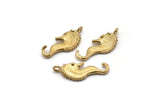 Brass Seahorse Charm, 12 Raw Brass Seahorse Charms With 1 Loop, Pendants, Earrings, Findings (20x7mm) SY0077