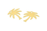 Brass Palm Charm, 50 Raw Brass Palm Tree Charms With 1 Hole, Pendants, Earrings (24x20x0.40mm) A0948