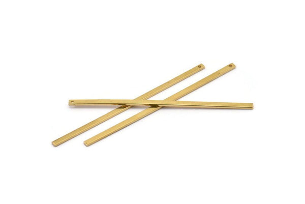 Brass Bar Charms, 12 Raw Brass Bars (60x2x1mm) A0868