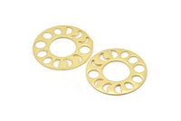 Moon Phases Pendant, 1 Gold Plated Brass Circle Pendants, Earring Findings (33x1mm) U121 Q0334