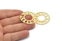 Moon Phases Pendant, 1 Gold Plated Brass Circle Pendants, Earring Findings (33x1mm) U121 Q0334