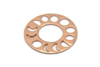Moon Phases Pendant, 1 Rose Gold Plated Brass Circle Pendants, Earring Findings (33x1mm) U121 Q0334